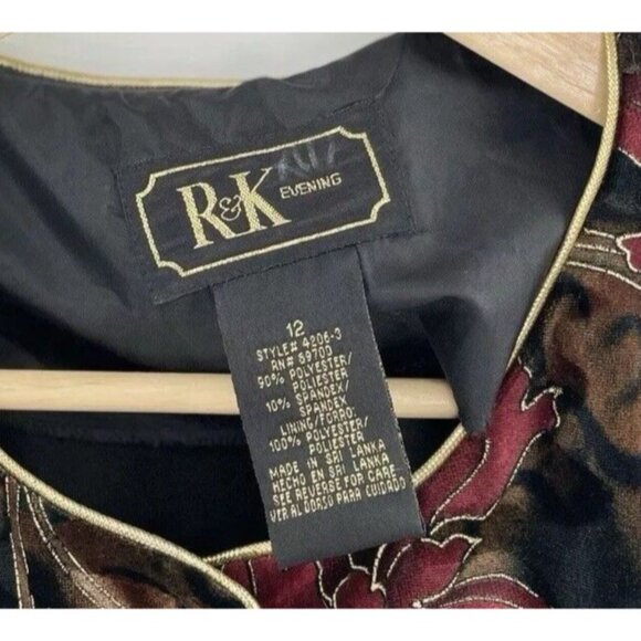 Vintage R&K Evenings Etched Floral Velvet Button-Down Blazer Size 12 Event - Picture 4 of 12